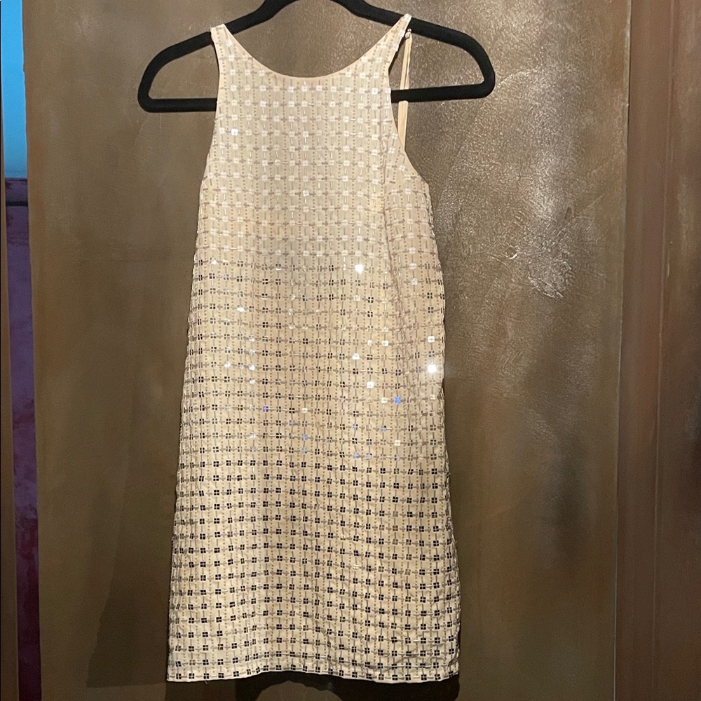 Parker Cream square Sequin Dress